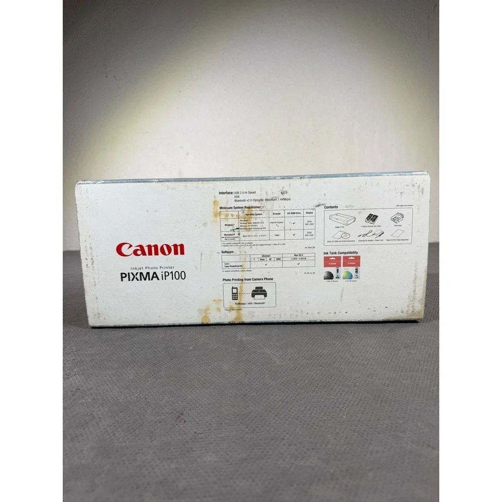 Canon PIXMA iP100 Inkjet Photo Printer Mobile Wireless 1446B002 Silver Gray